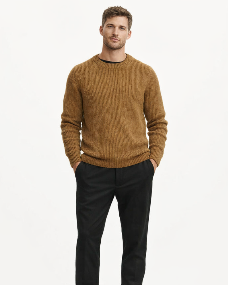 Edward Maglione Uomo Basic – Pull en maille douce style décontracté automnal