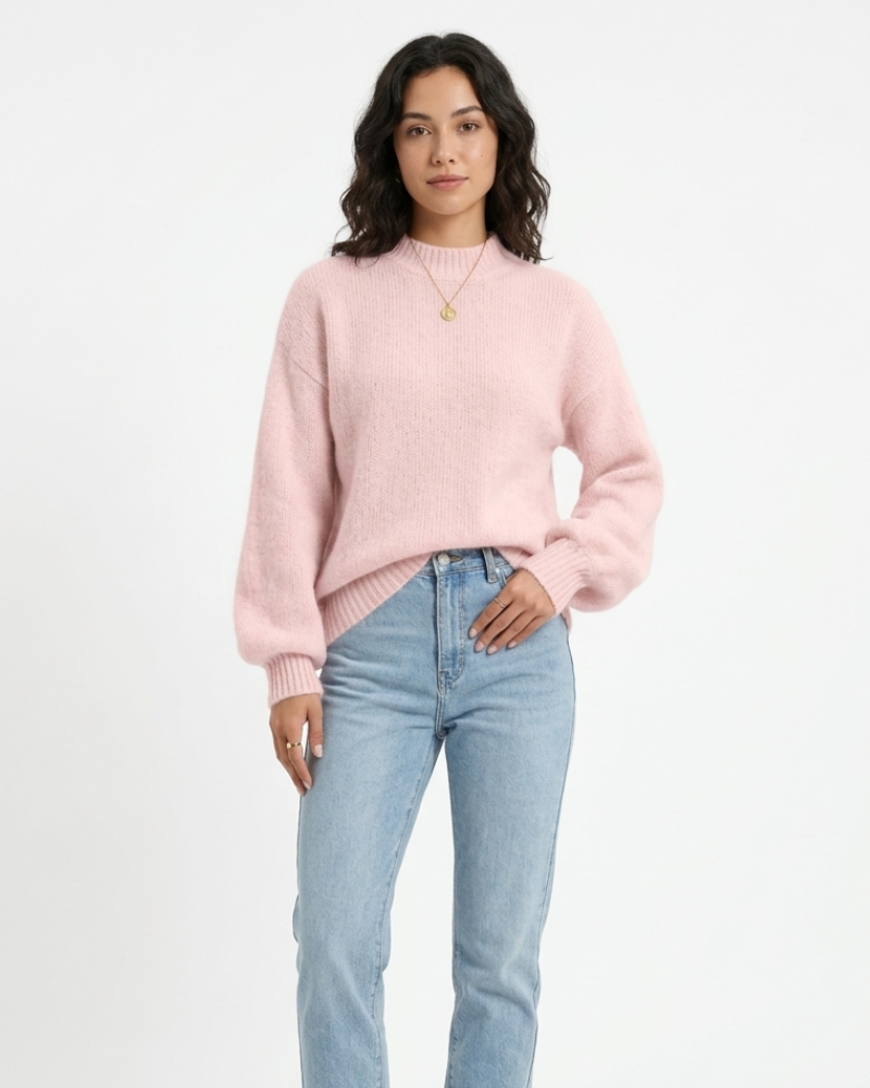 Gigi Maglione Donna Oversize – Pullover a Coste con Maniche a Palloncino Morbido