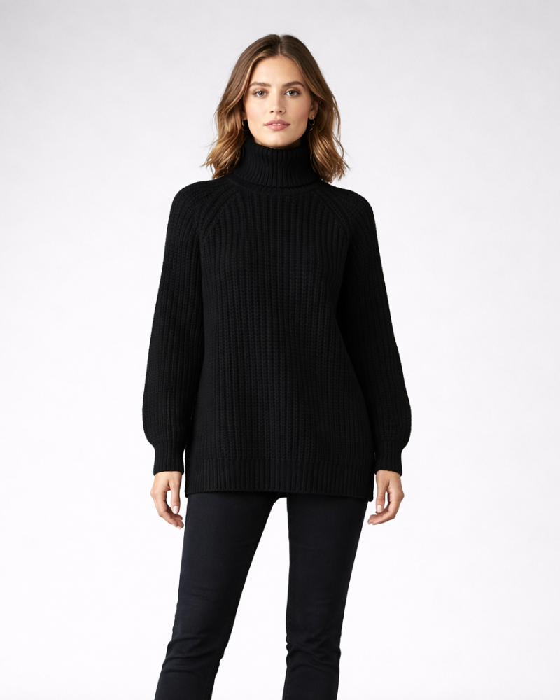 Vittoria Maglione Donna Collo Alto Lungo – Oversize zimný pulóver z hrubej pleteniny
