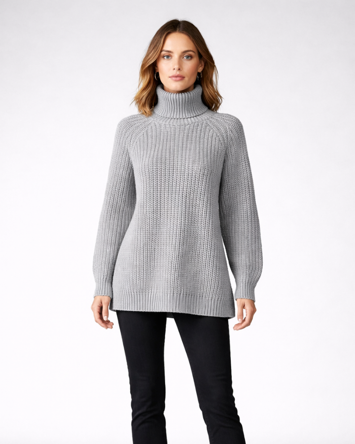 Vittoria Maglione Donna Collo Alto Lungo – Oversize zimný pulóver z hrubej pleteniny