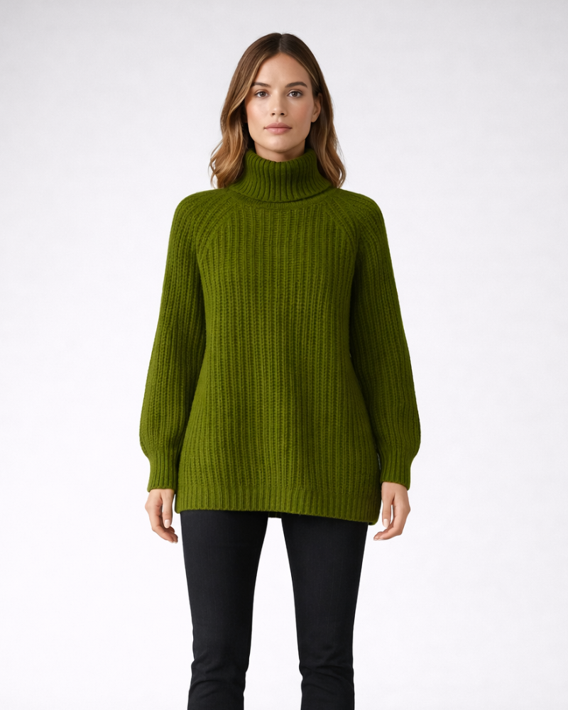 Vittoria Maglione Donna Collo Alto Lungo – Oversize zimný pulóver z hrubej pleteniny