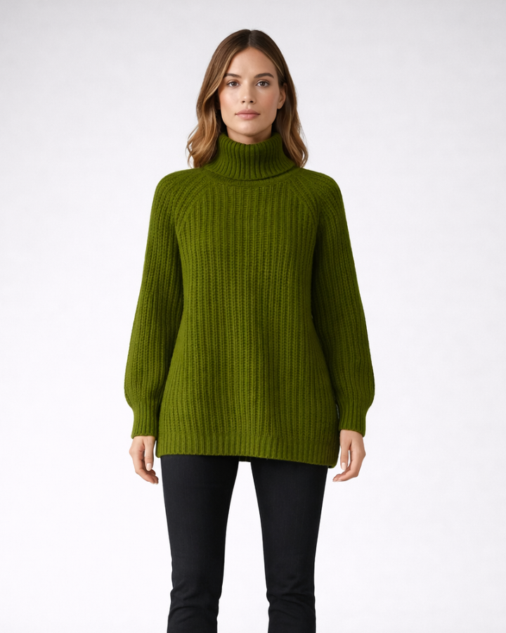 Vittoria Maglione Donna Collo Alto Lungo – Oversize zimný pulóver z hrubej pleteniny