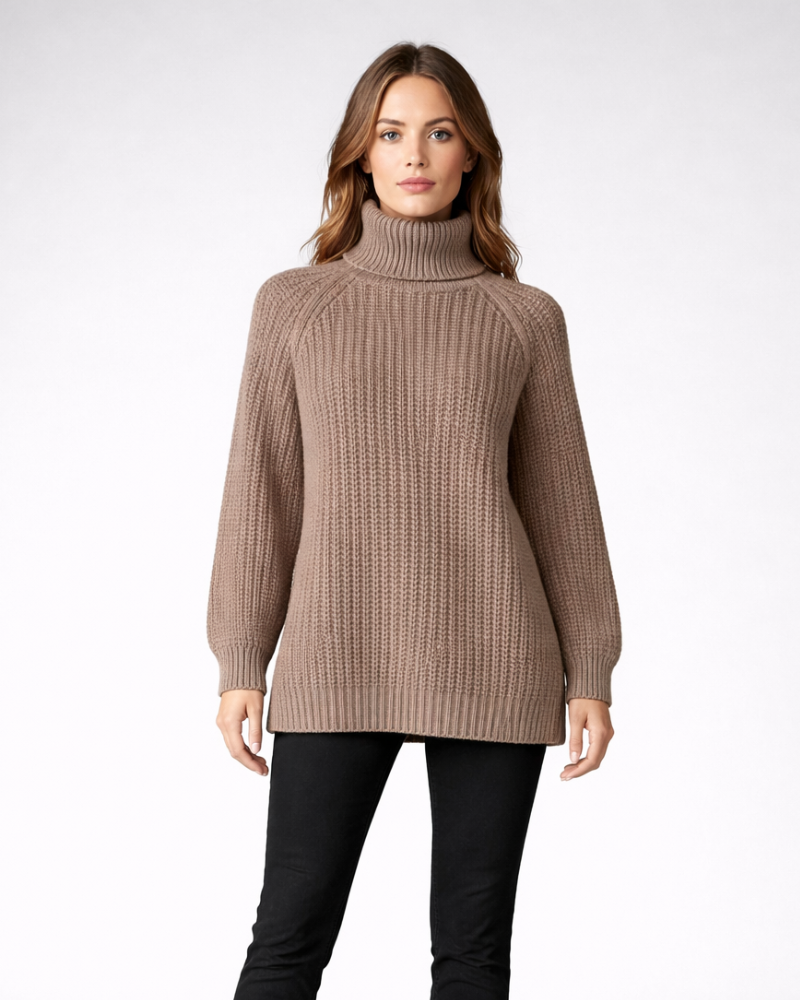 Vittoria Maglione Donna Collo Alto Lungo – Oversize zimný pulóver z hrubej pleteniny