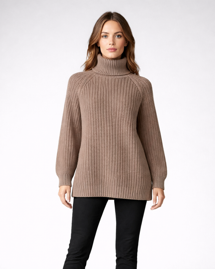 Vittoria Maglione Donna Collo Alto Lungo – Oversize zimný pulóver z hrubej pleteniny