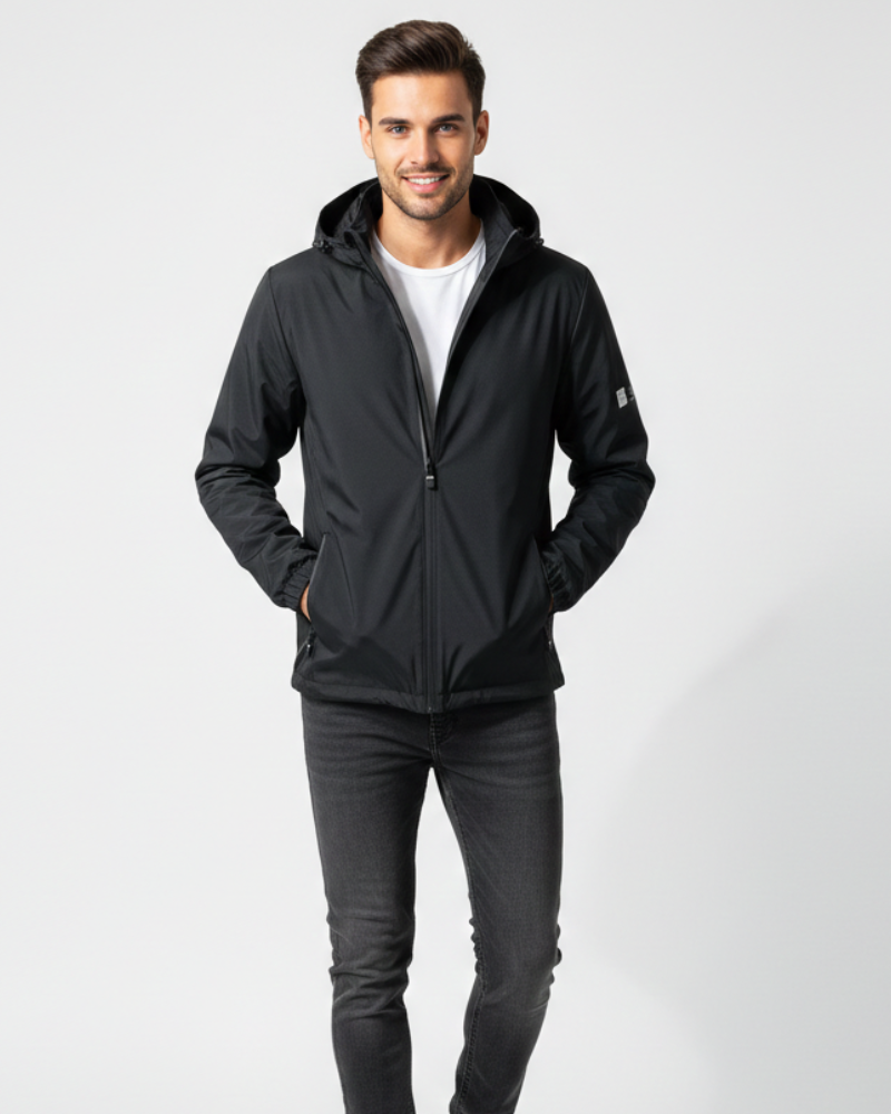 Chaqueta de Hombre Cobalto con Capucha – Cortaviento, Ligera y Deportiva para Primavera y Otoño