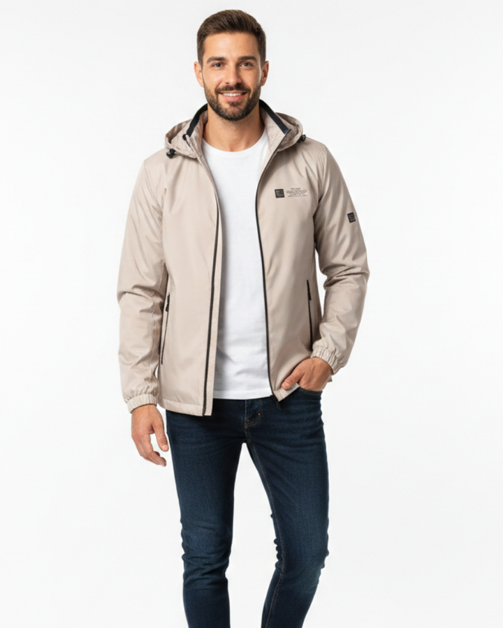 Chaqueta de Hombre Cobalto con Capucha – Cortaviento, Ligera y Deportiva para Primavera y Otoño