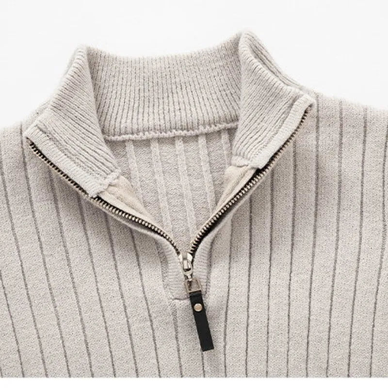 Vic Maglione Herren mit Reißverschluss – Rippstrickpullover mit verstellbarem Kragen im modernen Stil