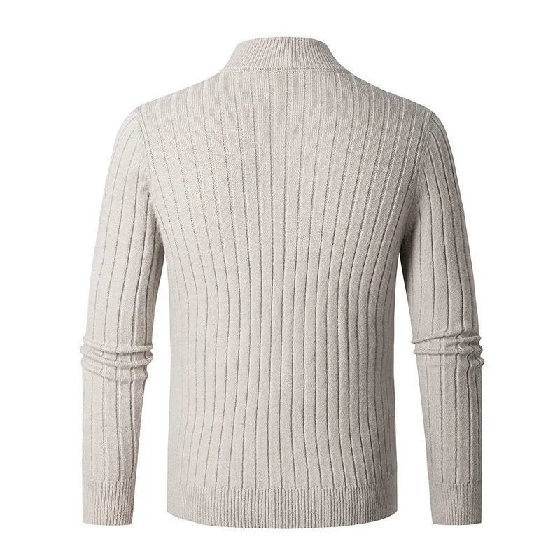 Vic Maglione Herren mit Reißverschluss – Rippstrickpullover mit verstellbarem Kragen im modernen Stil