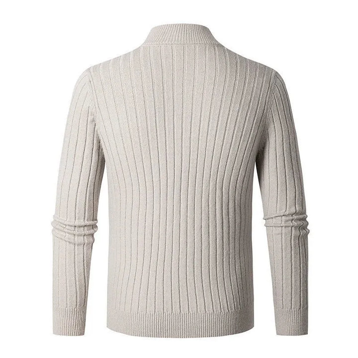 Vic Maglione Herren mit Reißverschluss – Rippstrickpullover mit verstellbarem Kragen im modernen Stil