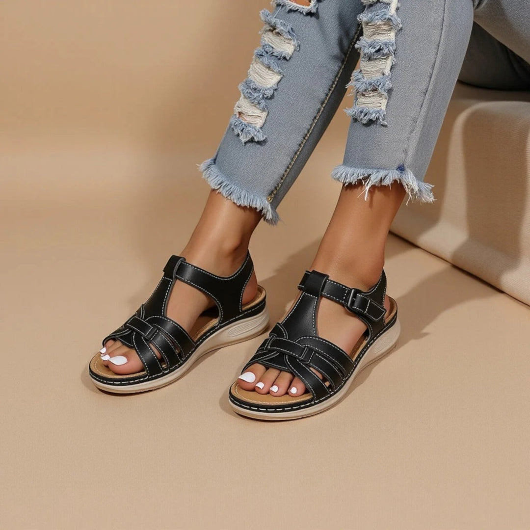 Komfortable flade damesandaler | Slingback