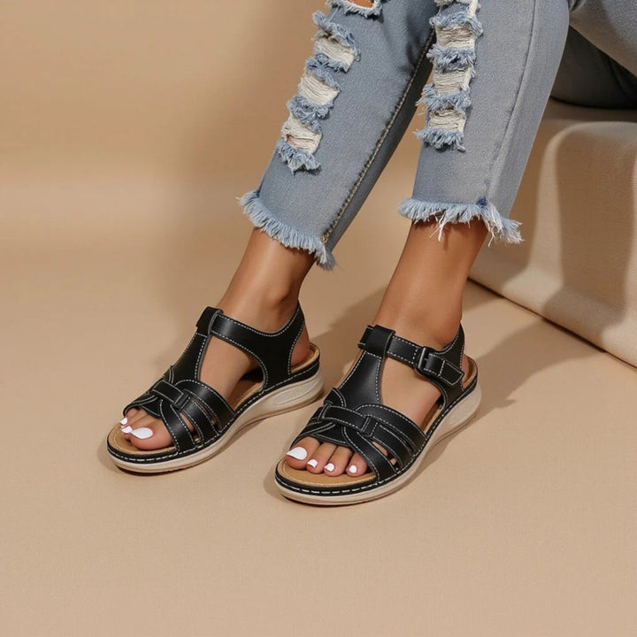 Komfortable flade damesandaler | Slingback