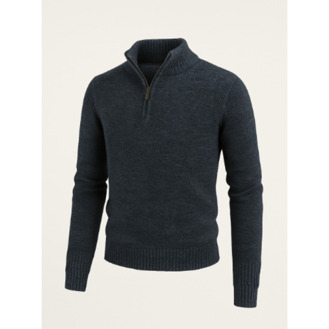Suéter de invierno tejido a mano para hombre | Media cremallera