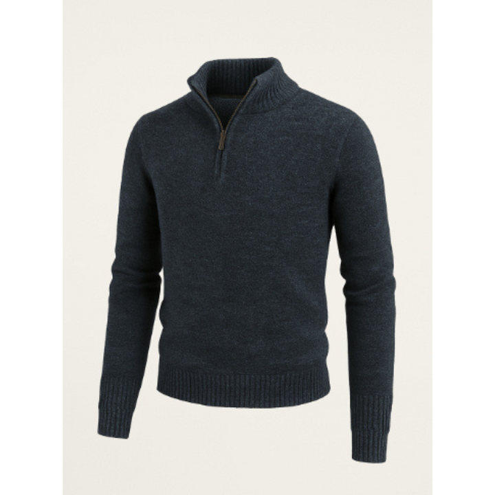 Suéter de invierno tejido a mano para hombre | Media cremallera