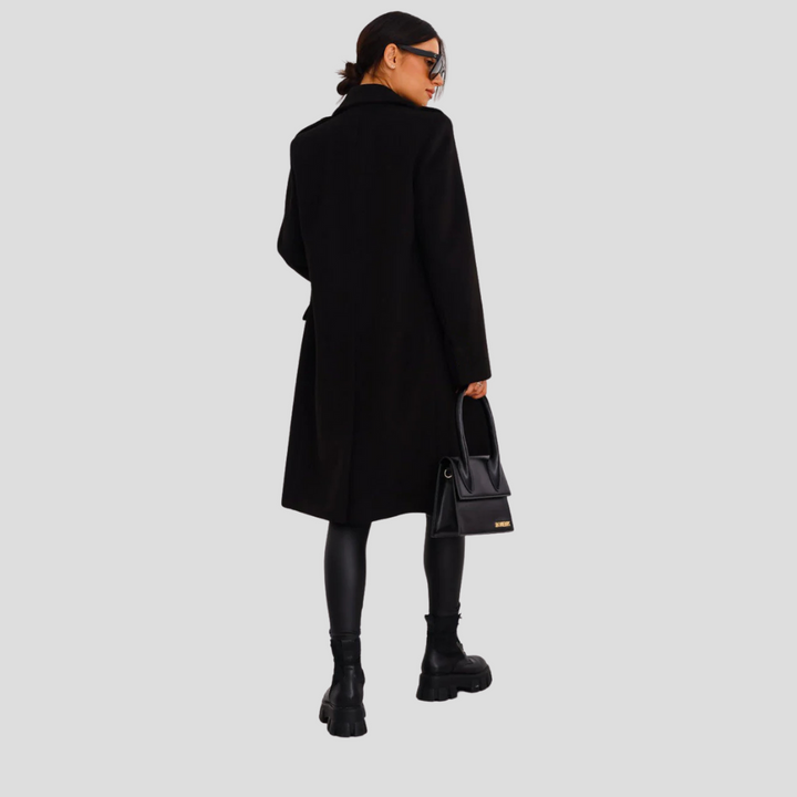 Issa Damen-Doppelreihiger Mantel aus Wolle – Eleganter klassischer Wintermantel