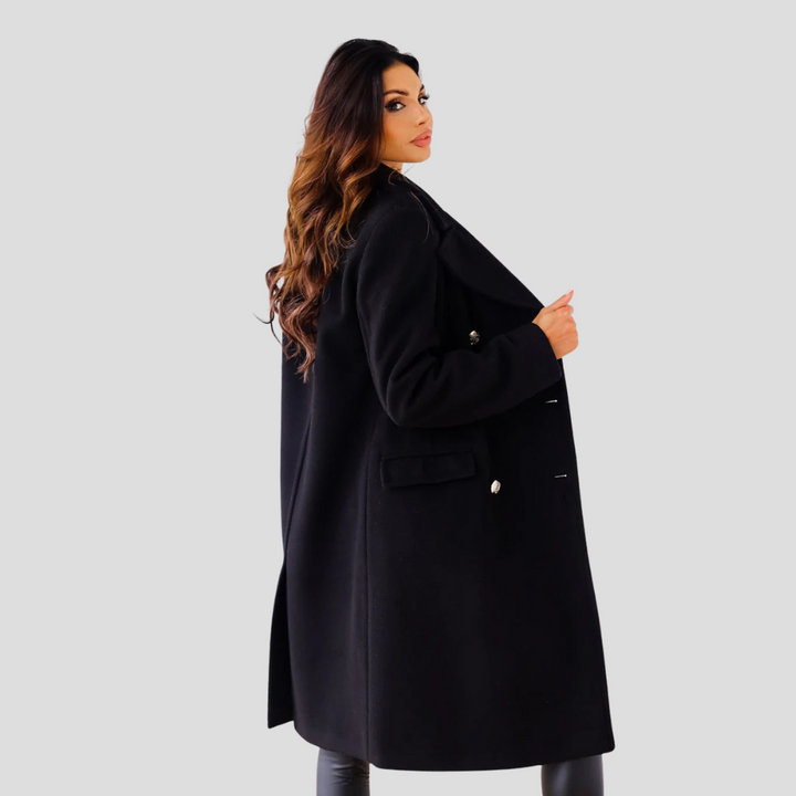 Issa Damen-Doppelreihiger Mantel aus Wolle – Eleganter klassischer Wintermantel