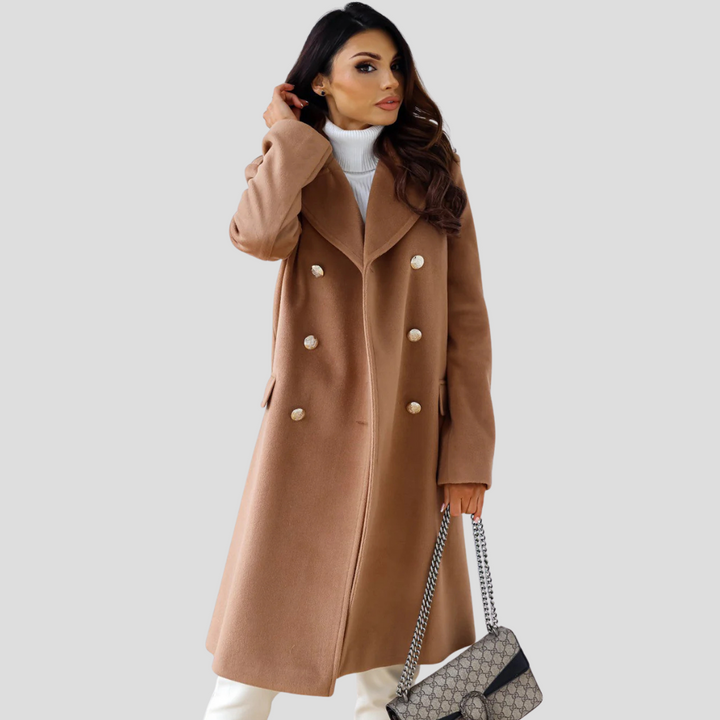 Issa Damen-Doppelreihiger Mantel aus Wolle – Eleganter klassischer Wintermantel