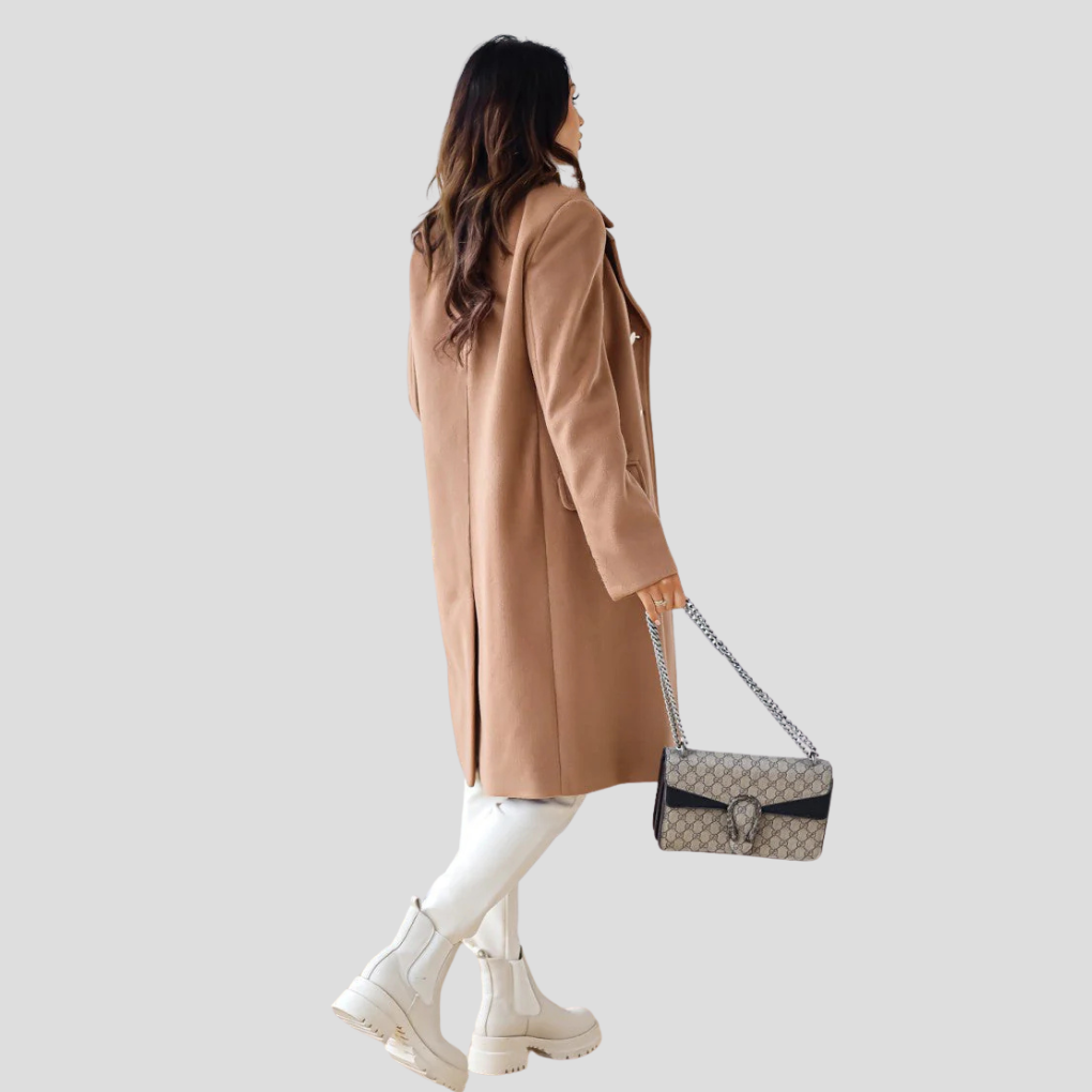 Issa Damen-Doppelreihiger Mantel aus Wolle – Eleganter klassischer Wintermantel
