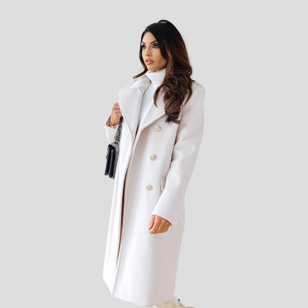 Issa Damen-Doppelreihiger Mantel aus Wolle – Eleganter klassischer Wintermantel