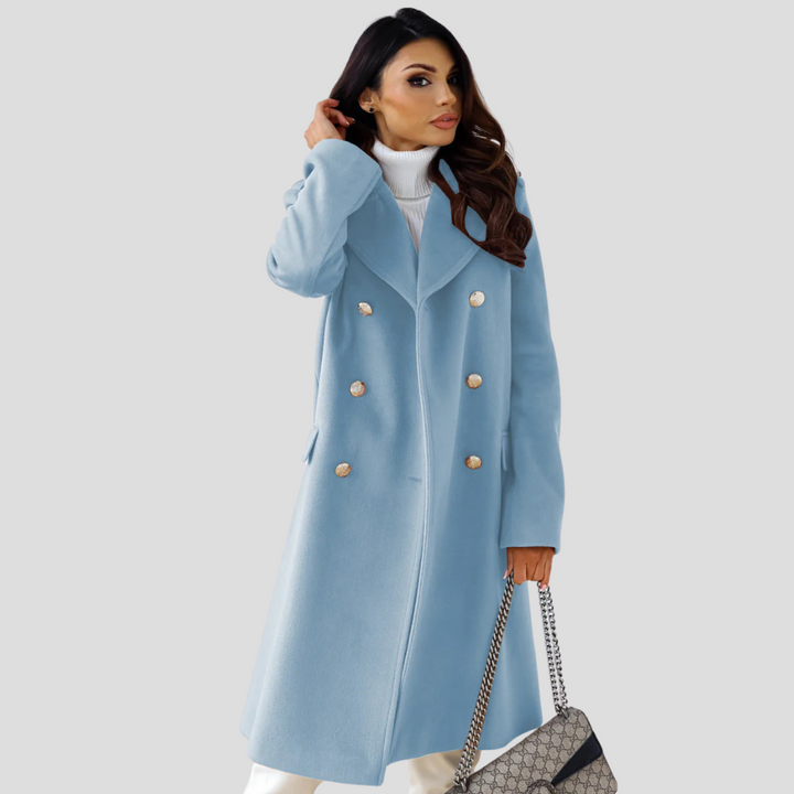 Issa Damen-Doppelreihiger Mantel aus Wolle – Eleganter klassischer Wintermantel