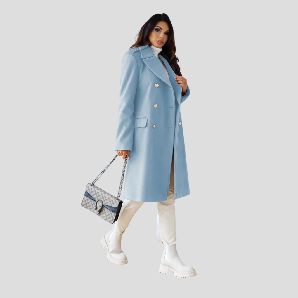 Issa Damen-Doppelreihiger Mantel aus Wolle – Eleganter klassischer Wintermantel