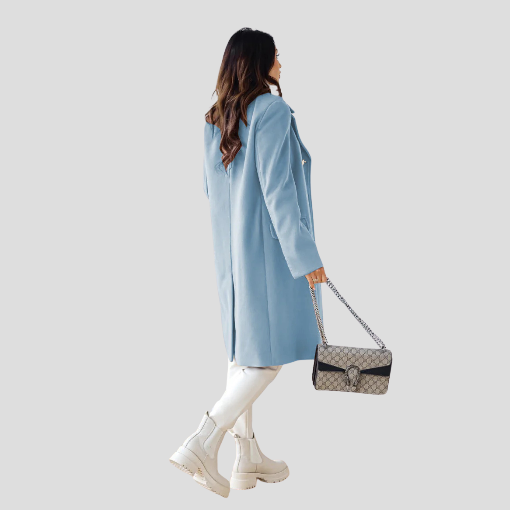 Issa Damen-Doppelreihiger Mantel aus Wolle – Eleganter klassischer Wintermantel