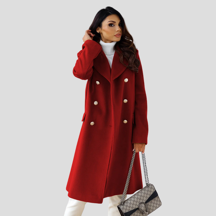 Issa Damen-Doppelreihiger Mantel aus Wolle – Eleganter klassischer Wintermantel