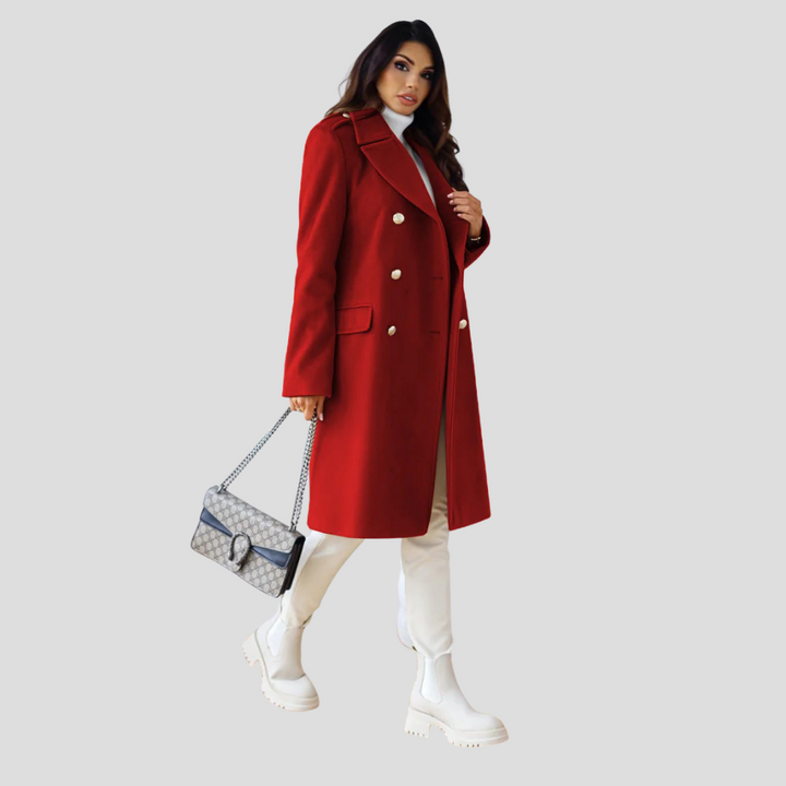 Issa Damen-Doppelreihiger Mantel aus Wolle – Eleganter klassischer Wintermantel