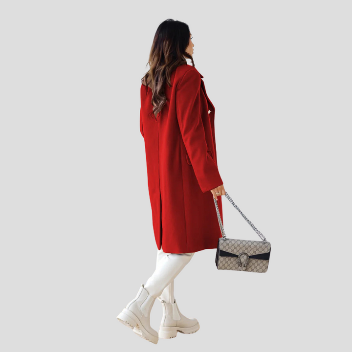 Issa Damen-Doppelreihiger Mantel aus Wolle – Eleganter klassischer Wintermantel