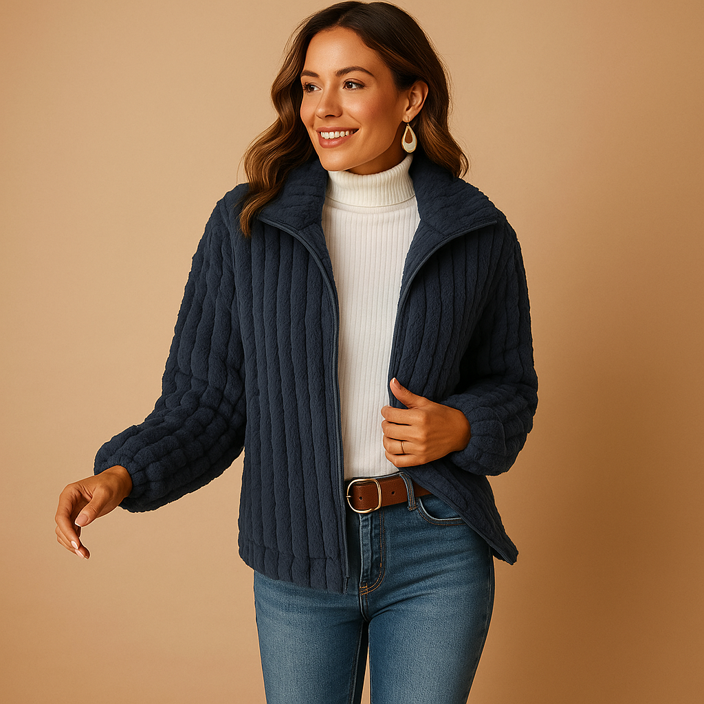 Sally Cardigan Fleece Donna Lungo – Gilet Morbido con Collo Alto e Vestibilità Elegante