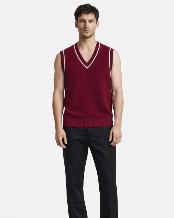 Antonio Chaleco Hombre Oversize – Suéter Cuello en V a Rayas Estilo Casual Universitario
