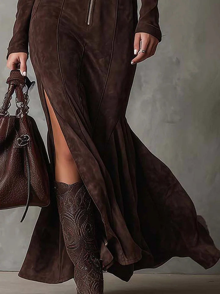 Grace Vestido Maxi para Mujer con Cremallera Frontal – Elegante, Versátil y con Abertura
