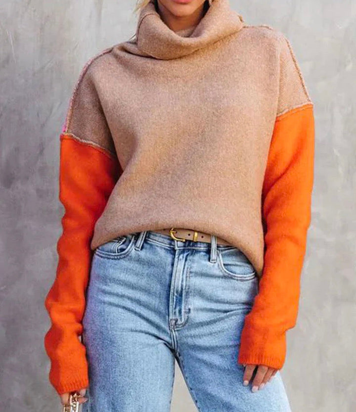 Hadley Donna Sweter z Golfem Colorblock – Casualowy Nowoczesny Sweter o Wygodnym Kroju