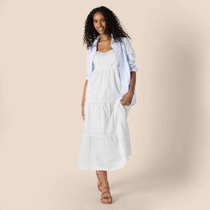 Delyth Vestido Maxi para Mujer – Escote en V, Tirantes Ajustables y Corte en A con Volantes