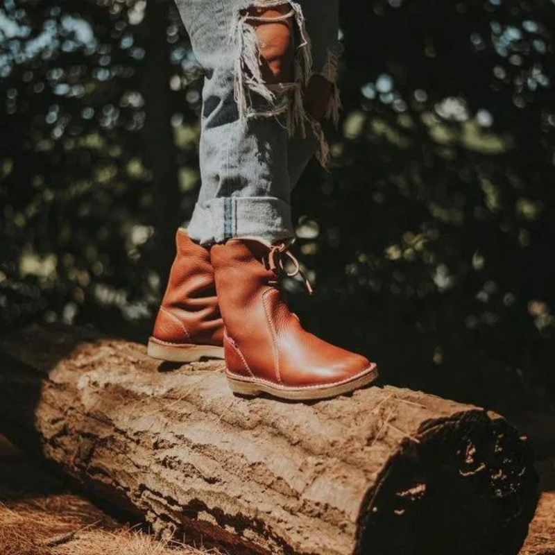 Bottes d'hiver en cuir pour femme – Imperméables avec doublure en peau de mouton et semelle antidérapante
