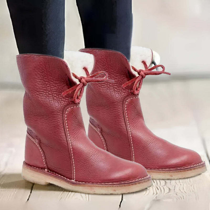 Bottes d'hiver en cuir pour femme – Imperméables avec doublure en peau de mouton et semelle antidérapante