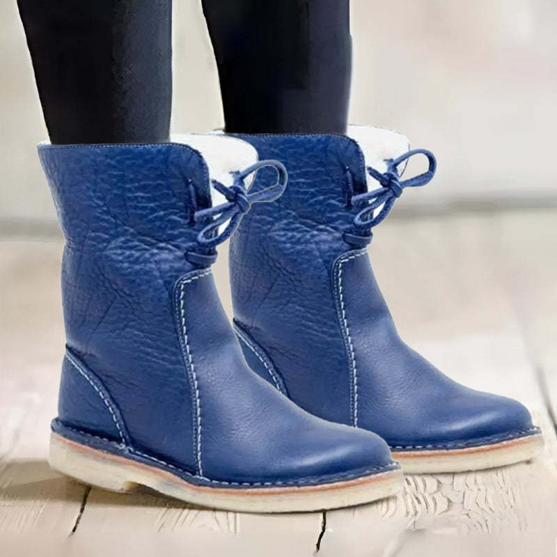 Bottes d'hiver en cuir pour femme – Imperméables avec doublure en peau de mouton et semelle antidérapante