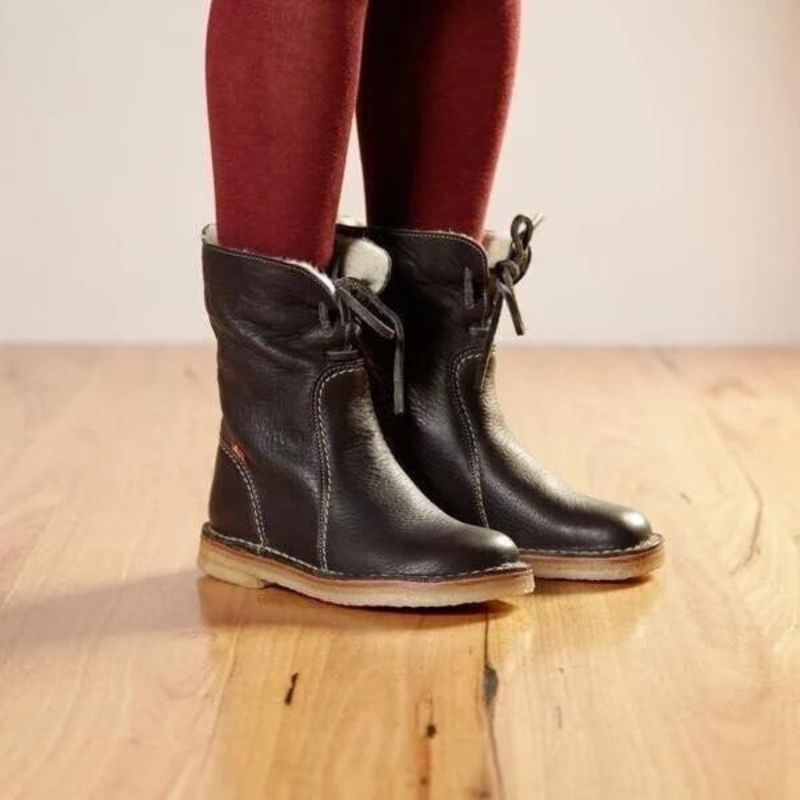 Bottes d'hiver en cuir pour femme – Imperméables avec doublure en peau de mouton et semelle antidérapante