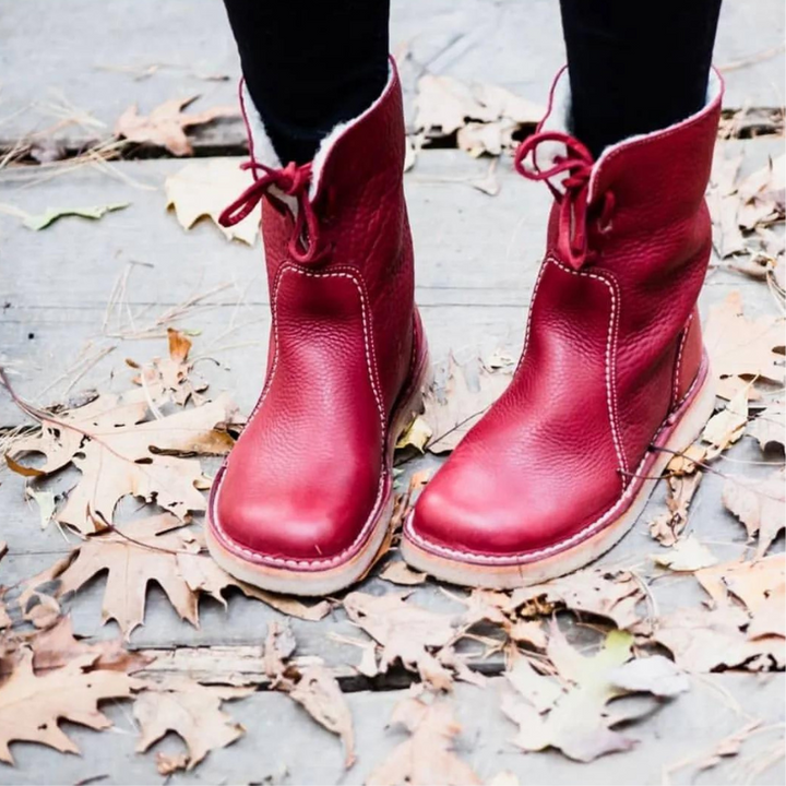 Bottes d'hiver en cuir pour femme – Imperméables avec doublure en peau de mouton et semelle antidérapante