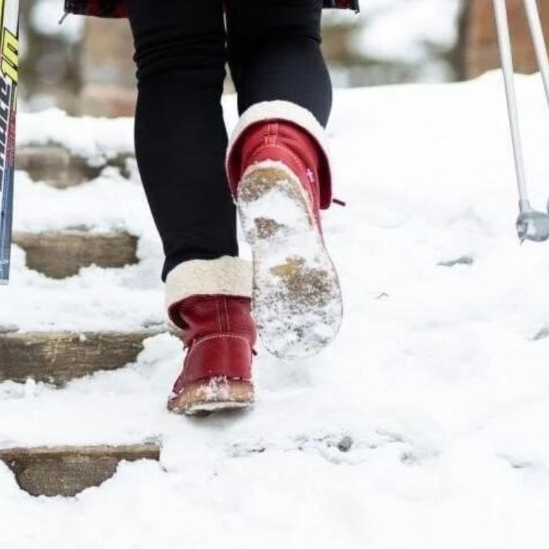 Bottes d'hiver en cuir pour femme – Imperméables avec doublure en peau de mouton et semelle antidérapante