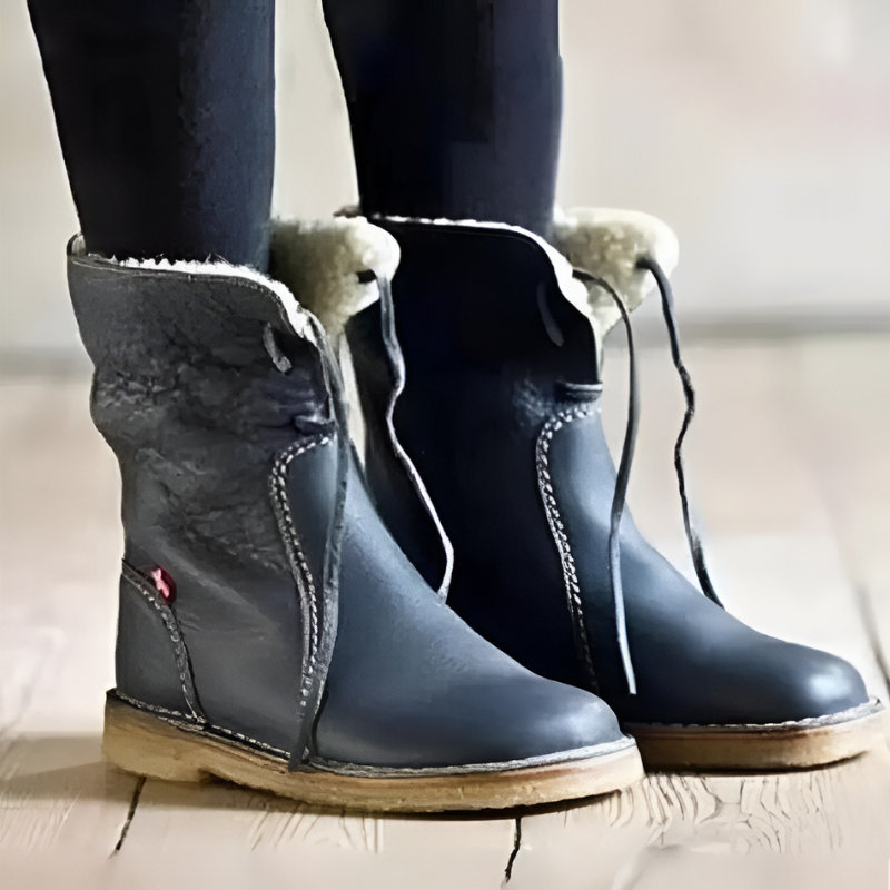 Bottes d'hiver en cuir pour femme – Imperméables avec doublure en peau de mouton et semelle antidérapante