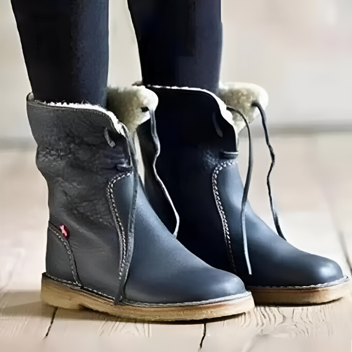 Bottes d'hiver en cuir pour femme – Imperméables avec doublure en peau de mouton et semelle antidérapante