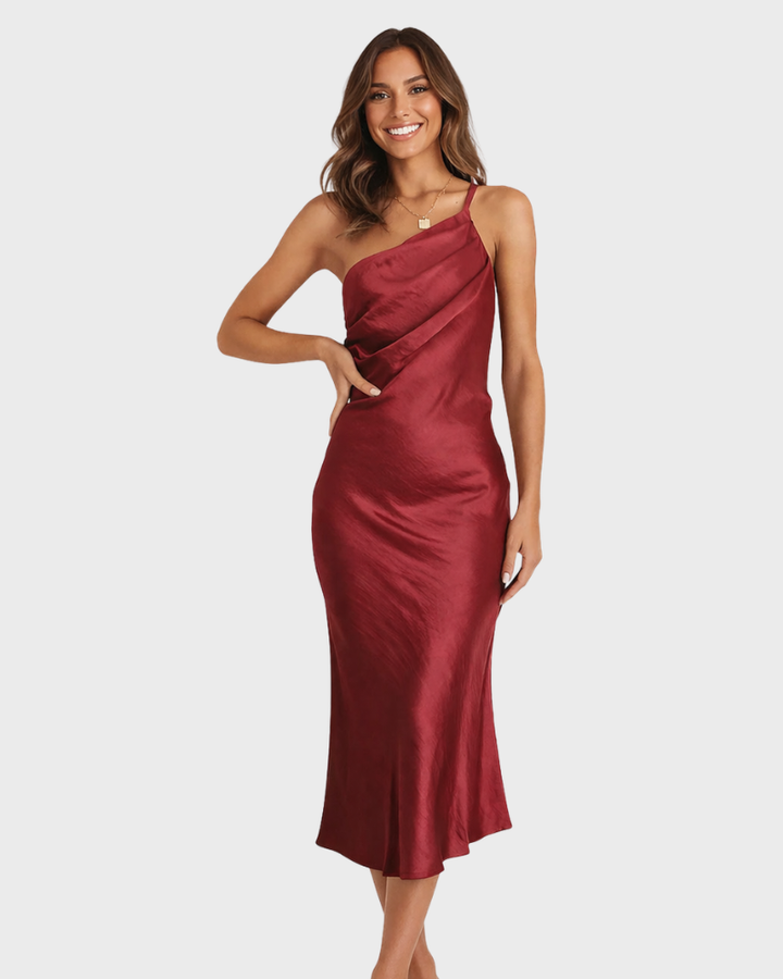 Zoe Vestito Lungo Donna – Monospalla, Schiena Scoperta & Tessuto Setoso Elegante