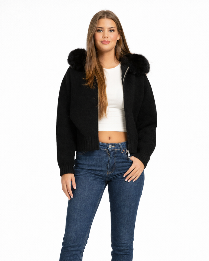Chaqueta Laureen para mujer con capucha – cremallera frontal, puños acanalados, estilo casual urbano