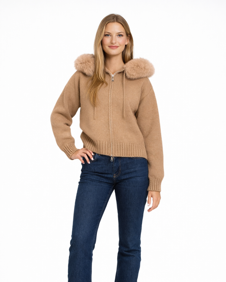 Chaqueta Laureen para mujer con capucha – cremallera frontal, puños acanalados, estilo casual urbano