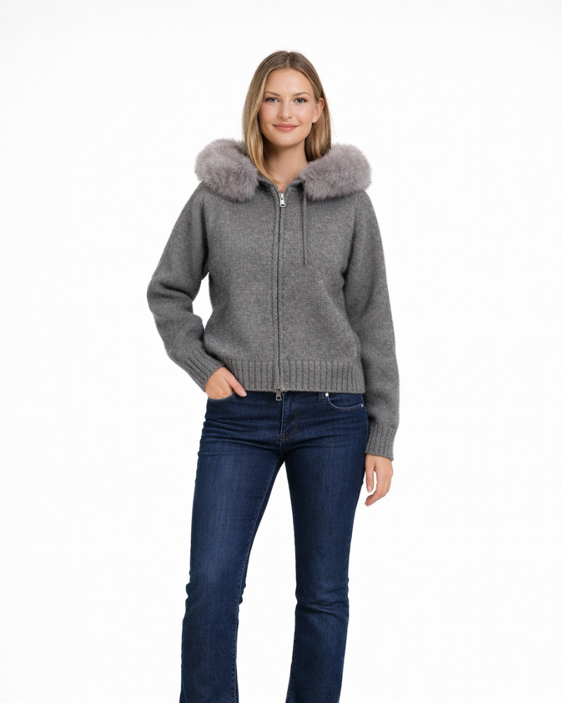 Chaqueta Laureen para mujer con capucha – cremallera frontal, puños acanalados, estilo casual urbano