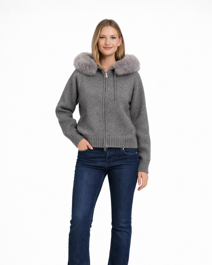 Chaqueta Laureen para mujer con capucha – cremallera frontal, puños acanalados, estilo casual urbano