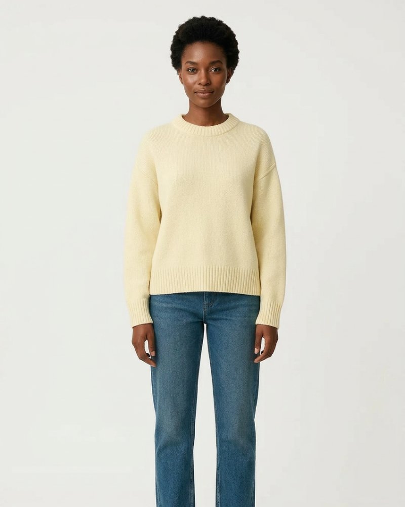 Sassy Sweter Damski z Okrągłym Dekoltem – Miękki Sweter Casual, Regularny Krój