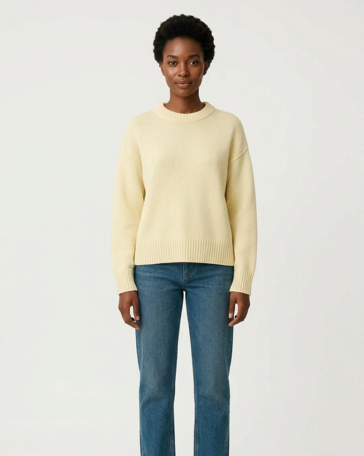 Sassy Sweter Damski z Okrągłym Dekoltem – Miękki Sweter Casual, Regularny Krój