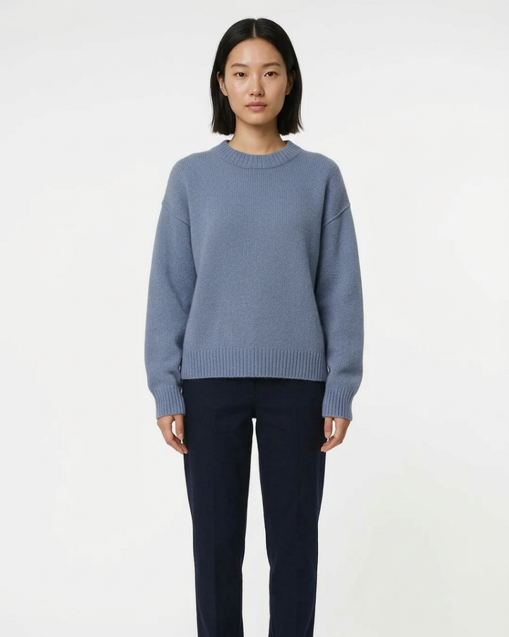 Sassy Sweter Damski z Okrągłym Dekoltem – Miękki Sweter Casual, Regularny Krój