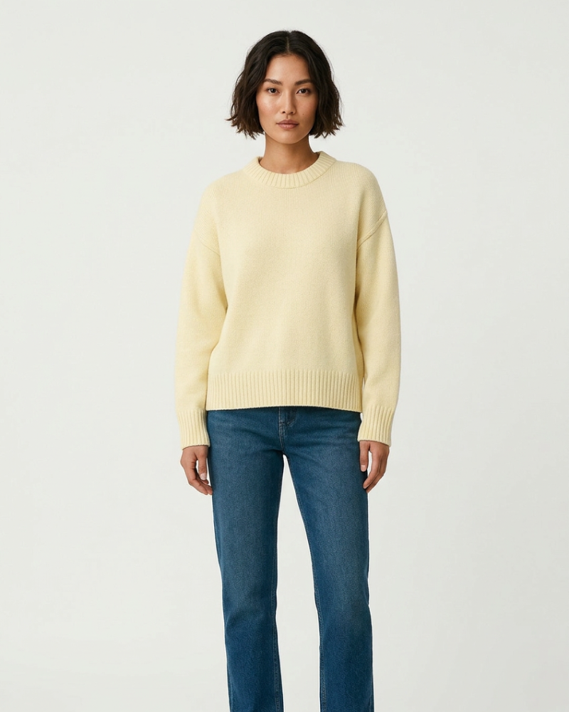 Sassy Sweter Damski z Okrągłym Dekoltem – Miękki Sweter Casual, Regularny Krój